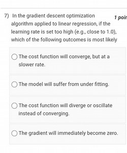 In the gradient descent optimization algorithm applied to linea... | Filo