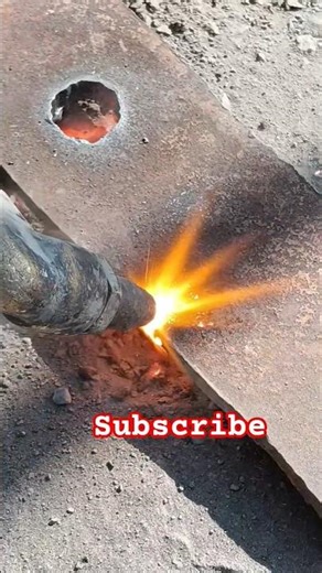 ​Plate Cut with FIRE Gas Cutter Magic #gascutting #cutter #fireworks #plate #shortvideo #youtube