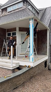 10K views · 34 reactions | Quick dress up for this treated post. 6x6 versawrap with prebuilt accent wraps, base kits, XL bed molding, XL crown molding. Nice thing about this wrap combo is the lower molding doesn’t interfere with cable railing layout. #exterior #trim #deckbuilding #tips #howto | Ravin Builders | Facebook
