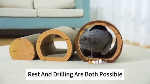 Cat Scratcher Cardboard, 3 in 1 Reversible Scratching Pad, Recyclable Corrugated Scratch Toy with Tree Stump Shape, Cat Scratch Cardboard for Furniture Protection, Light