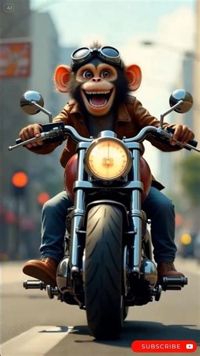 Cutest Biker Monkey Ever – Road Trip Time! 🐵💨 #shorts