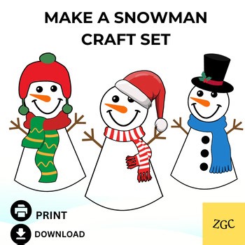 Build a Snowman Craft Printable | Winter Cut and Paste Activity for Kids | PDF