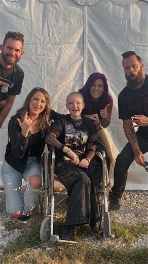 Meet our new friend, Kendri! This beautiful and brave young lady is from Sargent, NE and is in an ongoing battle with Osteosarcoma. After months of treatment and challenges no child should face, she finally got a day that allowed her freedom and nothing but smiles - at the Fair. We took Kendri, her mom, sister and friend backstage to meet Skillet, she got to hear her favorite songs live, and was able to forget, even just for the night, all that she's had to overcome this year. Dreams that come t