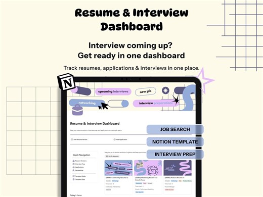 Career Change Resume & Job Application Tracker Notion Template - Etsy