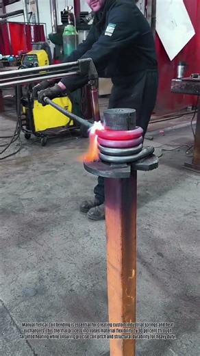 Industrial Precision: Metal Heating and Manual Helical Coil Bending Process