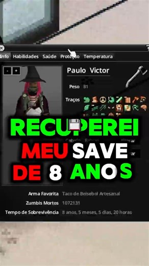 Recuperei meu save de 8 anos no mundial de Project zomboid #projectzomboid #sobrevivência #gameplay