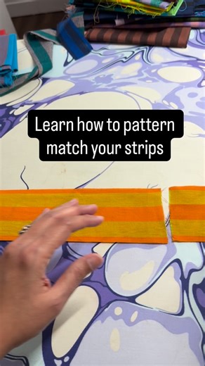 Qurratulain Thakur on Instagram: "Learn how to pattern match strips on the diagonal. Video is sped up 3x with a voice over. I don’t move that fast irl 😆 #qtquilts_handmadebydesign #quiltingtips #patternmatching"