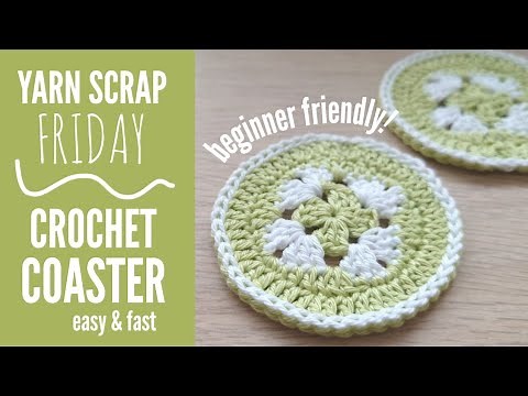 Fast, Easy, Beginner Friendly Crochet Coaster! Granny Squares in Circles | Yarn Scrap Friday