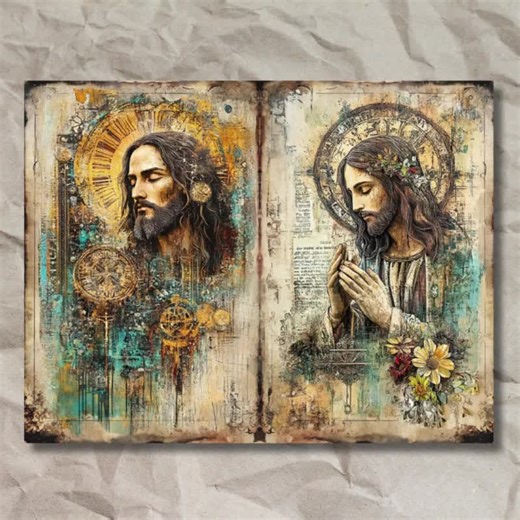 Vintage Jesus Portrait Junk Journal Pages: Christian Ephemera (digital Download, 60 JPG Files) - Etsy