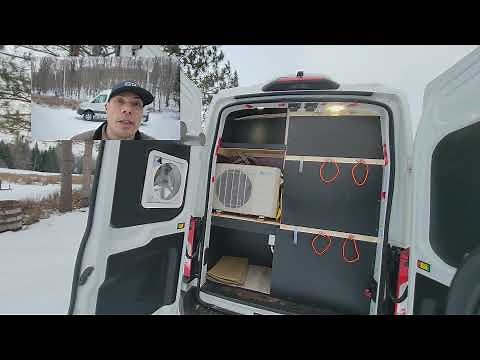 Mini Split Air Conditioner in Van Conversion. Unique layout for single camper.