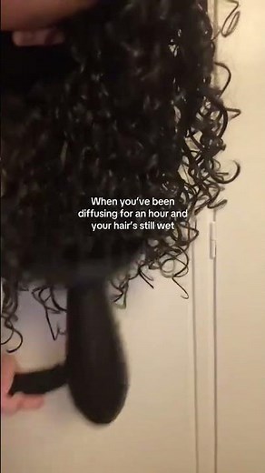 Been Diffusing for an Hour… WHY Is My Hair STILL Wet?! 😭💨💦 | by @majovelaasqueez #hairtok #curly