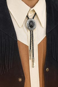 Southwestern Bolo Tie : Black Onyx Stone, Leather Cord Cowboy Necktie - Etsy