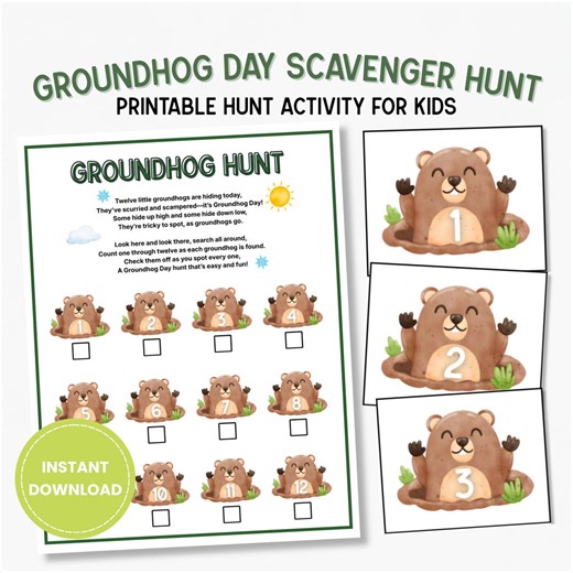 Groundhog Day Scavenger Hunt Printable for Kids, Easy Counting Activity for Classroom, Preschool, Homeschool & Home - Etsy