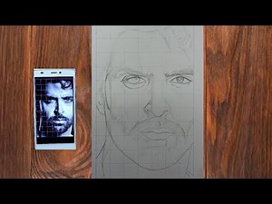 How to draw Face Outline on A4 for beginners | Grid method Drawing Tutorial | Hrithik Roshan