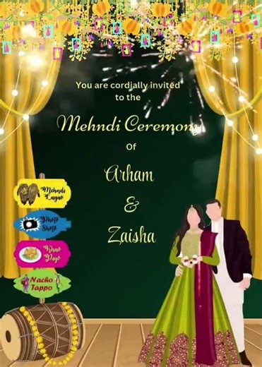👉 Vibrant Mehndi Invitation Video 💚✨ | Colorful Wedding Invite | Desi Wedding Template