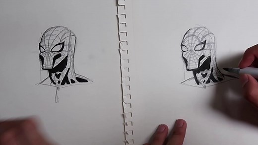 Teaching my best friend to draw Spiderman