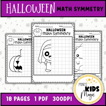Monster Math Symmetry Drawing & Coloring  NO PREP Halloween Activity
