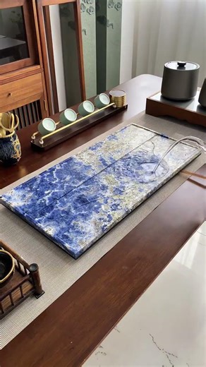 Natural Blue Luxury Stone Tea Tray - Dry-Wet Separation Design, Elegance Unveiled