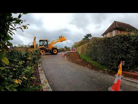 JCB 4CX Digging out for New Road and Placing Kerbs Timelapse