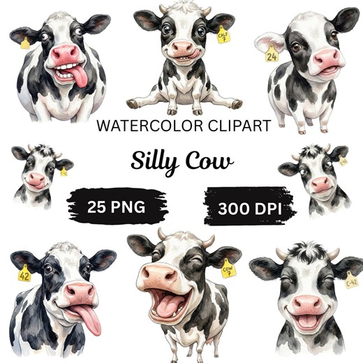Funny Cow Clipart PNG | Farm Animal Clipart, Cute Silly Cow, Highland Cow Style, Funny Animal PNG, Farmhouse Design, Laptop Stickers 300 DPI - Etsy