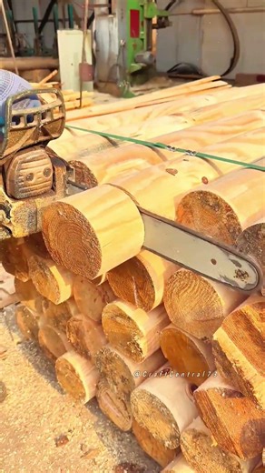 Precision Chainsaw Cutting of Stacked Timber Log Ends