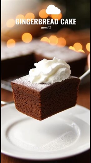 Gingerbread Cake Ingredients Makes 12 servings 2 egg 3 cups all purpose flour (spoon and leveled) 1/2 cup light brown sugar (packed) 1 tsp baking powder 1 cup molasses 1 cup shortening (vegetable or regular) 1 1/2 tsp ground cinnamon 1 1/2 tsp ground ginger 1/2 tsp ground nutmeg 1 tsp baking soda 3/4 cup warm water Store-bought or homemade Whipped Cream #GingerbreadCake #HolidayBaking #FestiveTreats #DessertLovers #BakingJoy #Christmas2025 #ChristmasRecipes #HolidayRecipes #ChristmasBaking #Fest