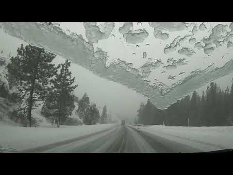 Driving Donner Pass I-80 After Blizzard Warning Traveling from Reno, NV to Sacramento, CA