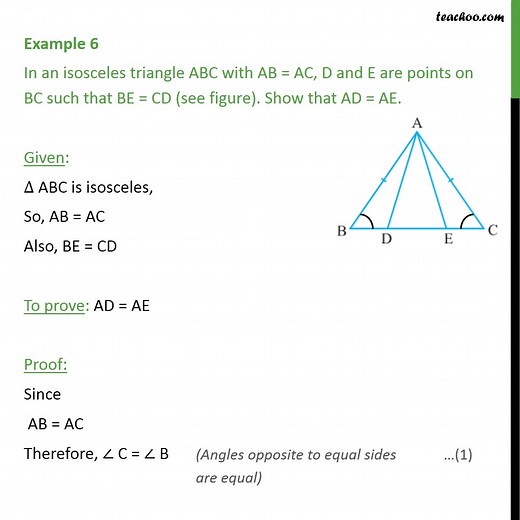 Example 6 - In an isosceles triangle ABC with AB = AC - Examples