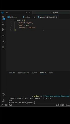 Python dictionary – Day 30 | Beginner #shorts