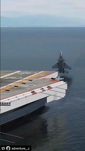 A Russian Su-33 cobra vertically landing on an aircraft carrier. #fighterjet #su33