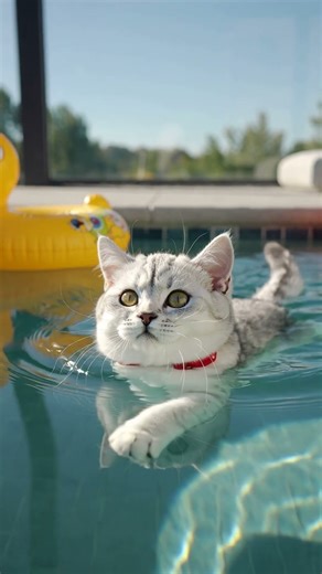 Cat Swims Like a Little Water Champion!😺🌊🔥#cat #funnycat #shorts #viral #viralvideo #funny #swimming