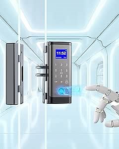 Smart Glass Door Locks,Perfiware Biometric Fingerprint 4in1 Glass Gate Locks LG2215,No Drill Keyless Entry Door Locks,Great for Home,Window,Front Door,Green House,Cabinet,Office,Hotel