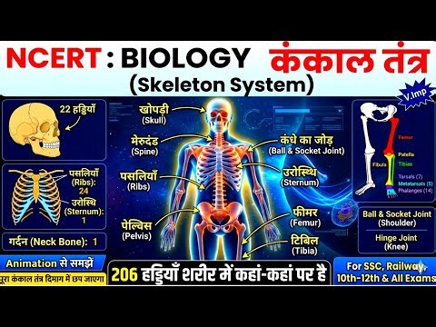 Biology Gk : कंकाल तंत्र (Skeleton System) | 206 हड्डियाँ Trick से याद करें | NCERT Biology One Shot