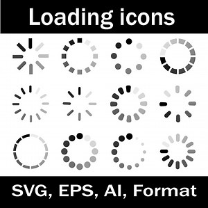 Loading Icons Vector Pack: Spinner Circle Symbols (SVG, EPS, AI Files) - Etsy Canada