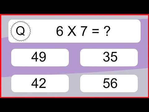 20 Multiplication Quiz Exercises for Kids