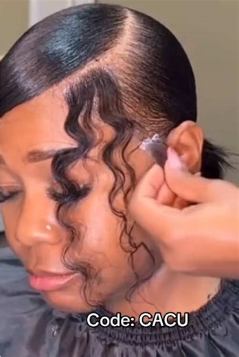 Fake edges with swoop bang sleek👀ya or nay? Check same hair details in our TikTok shop and get fast shipping in US💕 100% human hair pieces for the natural look! #swoopbang #edgestutorial #edgeslaid #hairpieces #sleekponytail