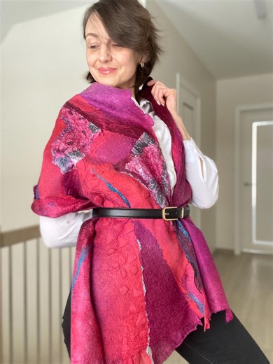 Nuno Felt Scarf: Felted Merino Wool and Silk Shawl - Etsy Canada