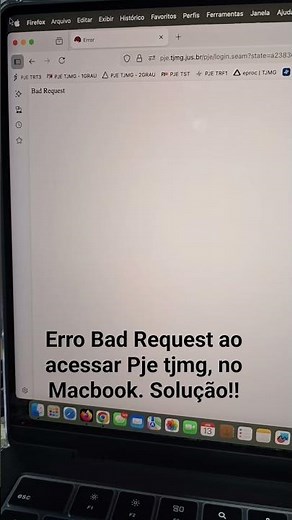 Solução para o erro Bad Request ao acessar o pje tjmg, no Macbook.
