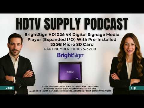 BrightSign HD1026 4K Digital Signage Media Player (Expanded I/O) With Pre-Installed 32GB MicroSDCard