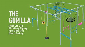 7.8K views · 30 reactions | One of our most popular combinations packs a punch for backyard fun. Check out The Gorilla when you add-on two of our mega accessories; the Nest Swing and a Floating Flying Fox. Learn how to create this mega playground https://www.funkymonkeybars.com/pages/popular-combinations | Funky Monkey Bars | Facebook