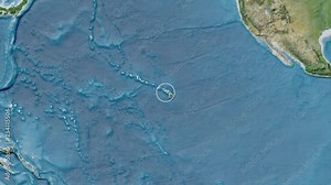 United States Hawaii area presented against the global satellite map in the Fahey projection with animated oblique transformation