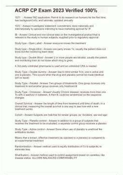 ACRP CP Exam 2023 Verified 100