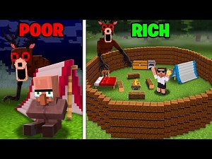 Carry vs Doorbin: POOR vs RICH 99 Nights In The Forest Build Battle in Minecraft