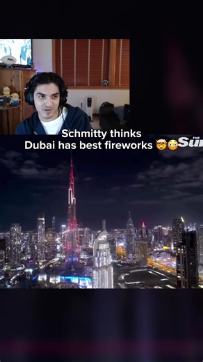 Schmitty thinks Dubai has best firework show 😳🤯 #dubai #fireworks #live #twitch