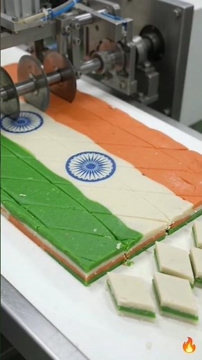 🇮🇳 How Tricolor Kaju Katli Is Made in India | Cashew to Beautiful 3-Color Sweet Factory Process 🌰
