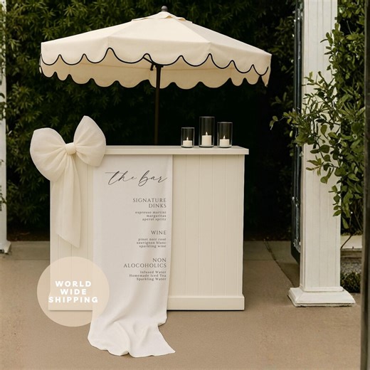 Personalized Wedding Bar Menu Sign | Linen Fabric Bar Sign | Signature Drink Menu Wedding | Wedding Bar Banner | Elegant Wedding Decor - Etsy