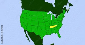 2D Animation of US Map with Tennessee Highlighted