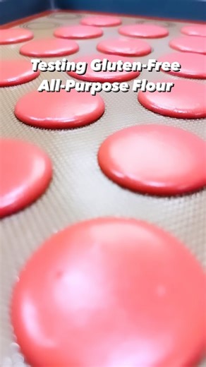 I made this Reel to prove that you can use gluten-free all purpose flour for your Macaron batter to replace almond flour. For this experiment, I used Swiss Method. I was also able to make the shells shiny like my Glass Macarons. But consider these detailed results and feedback below before trying it, especially regarding taste. Appearance: For this particular batch, shell tops were shiny but they lacked the plump and fullness of a traditional almond flour macaron. I was able to develop feet but 