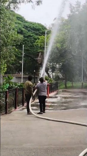 "High-Pressure Fire Hose Testing – Fire Safety System Demonstration | SEWP SERVICES Pvt. Ltd."