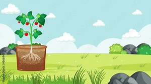 2D animation showing the internal root structure